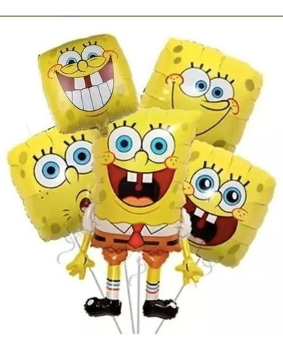 Set De Globos Metalizados De Bob Esponja X6 Unidades