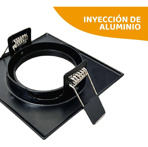Imagen 4 de 10 de Spot Embutir Movil Cuadrado Aluminio Apto Dicro Led Gu10