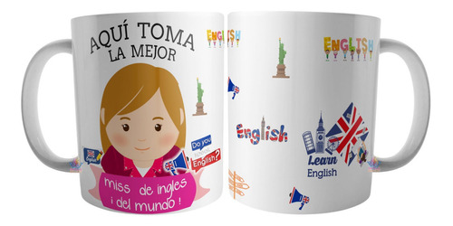 Taza Cerámica Profesora Inglés Mejor Miss Regalo