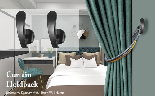 Cortinas Para Accesorios De Cortinas 2pz Negro Con Tornillos Negro