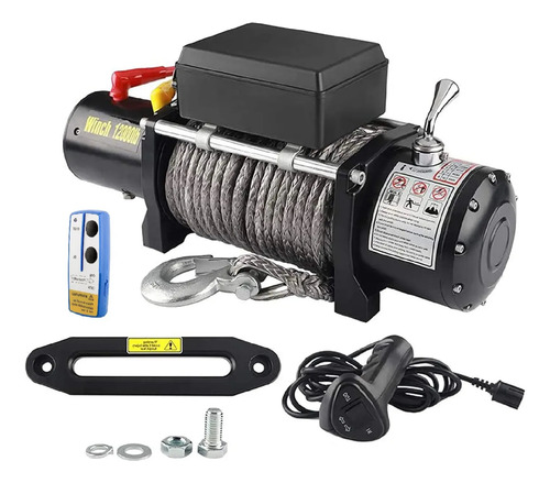 Guincho Eletrico 12v 12000 Lbs Cabo Nylon 25m C/ Guia Vo6