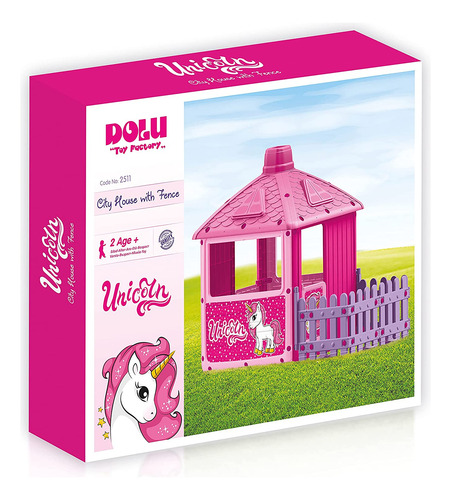 Dolu Toys - Casa De Juegos De Unicornio Con Jardín Vallado,
