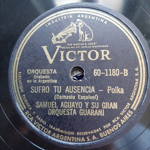 Pasta Samuel Aguayo Gran Orquesta Guarani Victor C93