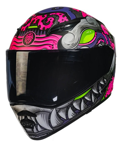 Casco Para Moto Kov Estelar Balam Rosa/ Colores Con Led