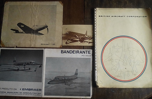 Aviação: Folder Embraer, Postal Dc4, Bell P39, Apostila Bac