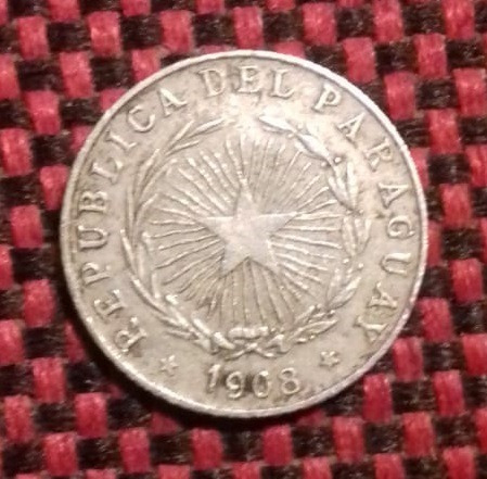 Paraguay 5 Centavos 1908 Alto Valor Catálogo Km# 9