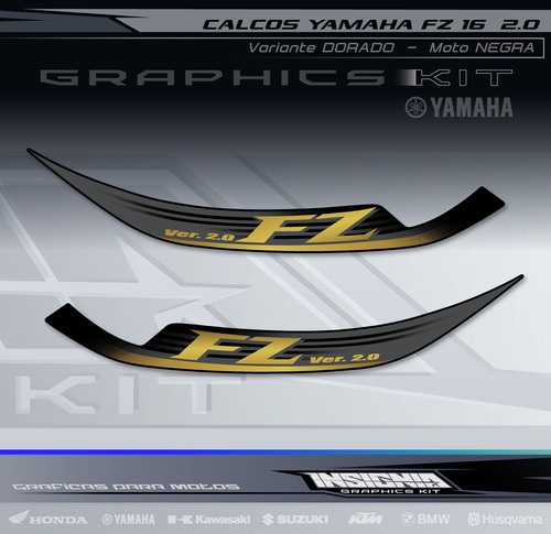 Calcos Yamaha Fz 16 - Ver. 2.0- Moto Negra - Insignia Calcos