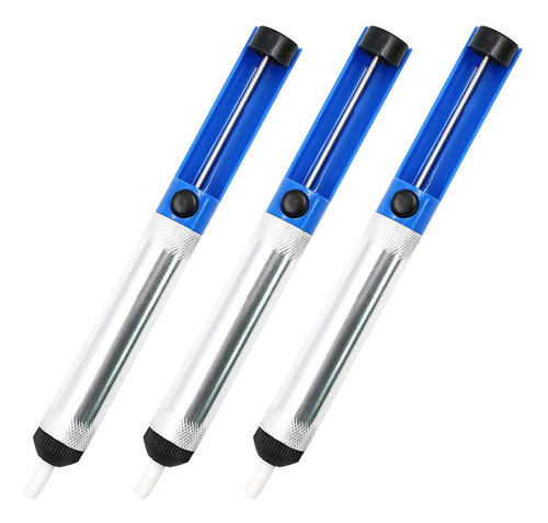 Bomba Desoldadora, Mxeay-003, 3pzas, Extractor Manual De Sol Color Plata/Azul