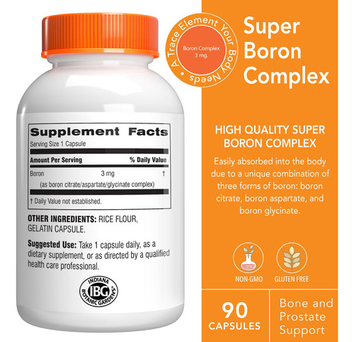 Suplemento Botanic Choice Super Boron Complex 3 Mg 90 Cápsul