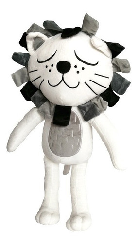 León Linda Melena 60cms. Peluche Blanco, Gris Y Negro