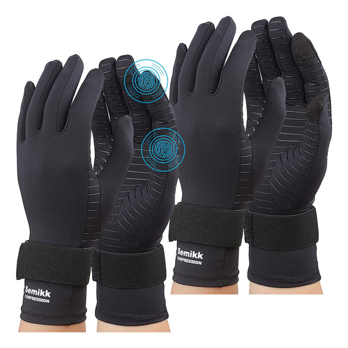 Semikk 2 Pares De Guantes De Artritis De Dedo Completo Para