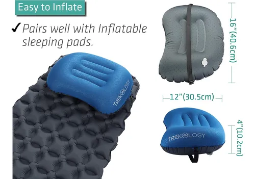 Almohada Inflable Ultraligera Trekology Para Acampar Y Vi...