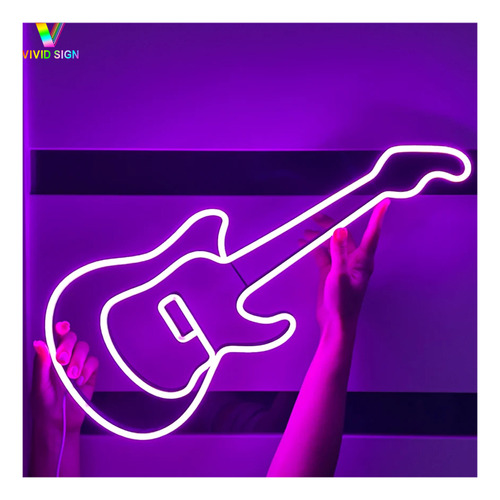Letrero Led Neon En Acrilico De 3 Mm 40*39cm Guitarra
