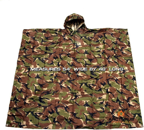 Poncho Ligero De Nailon Ripstop Con Capucha Ajustable