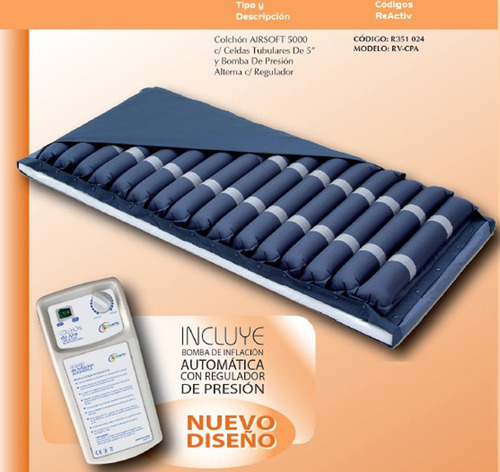 Colchón Presion Alterna Con Celdas Tubulares De 5 Y Bomba Color Azul Marino