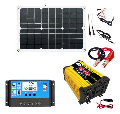 12v Kit De Panel Solar Inversor De Corriente De 300 W