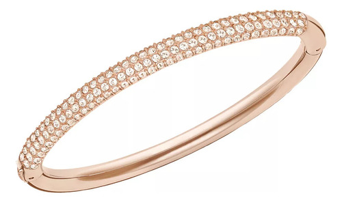 Brazalete De Piedra, Blanco, Baño En Tono Oro Rosa