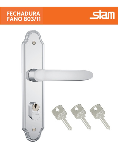 Fechadura Stam Porta Entrada E Sala 803/11 Inox Com 3 Chaves