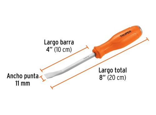 Barra De Palanca Mini Barreta 20cm Angulada Acero 101048