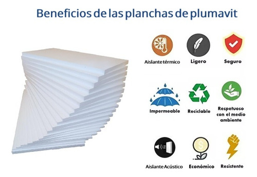 5 Planchas Plumavit 100x50x2 Cm 30kg/m3 - Máxima Densidad