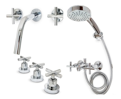 Imagen 1 de 4 de Juego Baño Completo Aqualaf Aqua Exterior + Lav Pared Cuota