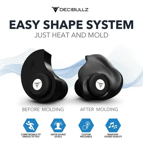 Decibullz Tapones Para Los Oídos Moldeables Para Conciertos,