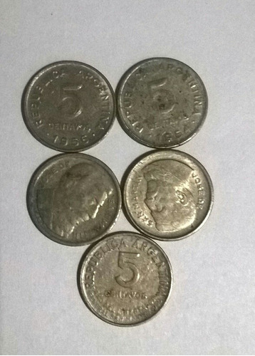 Monedas 5 Centavos Argentina 1952 A 1956