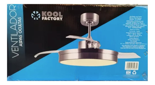 Ventilador De Techo (aspas Ocultas) Kool Factory Cantidad De Aspas 3 Estructura Plata Aspas Plata Diámetro 42 Frecuencia 60hz Material De Las Aspas Acero