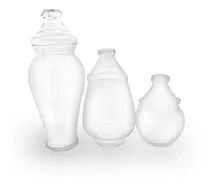 Comprar Set 3 Carameleras Vidrio Bombonera Candy Frascos Con Tapa 
