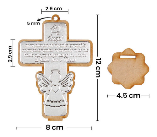 Mylin Cruz Ángel Madera Con Repujado 11.5x8x4.4cm 12pz