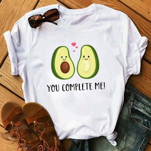 Camiseta Aguacate You Complete Me Calidad Y Frescura Unisex