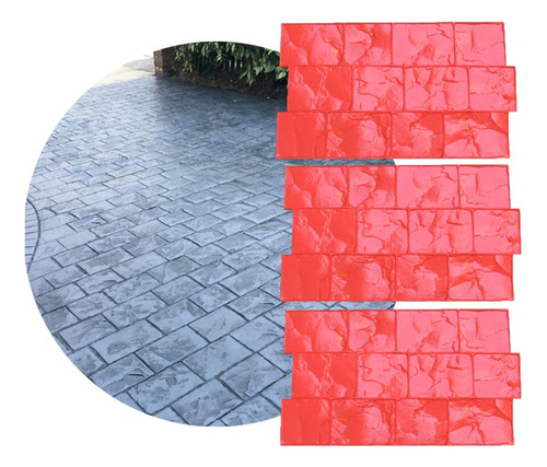 3x Molde Estampado Hormigón Muros Pisos 74x43cm Poliuretano