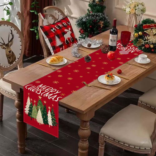 Mantel N Con Estampado De Árbol De Navidad Y Bandera De Mesa