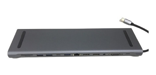 Convertidor Tipo C 12 En 1 Usb C Hdmi Dp Vga Sd/tf Rj45 P