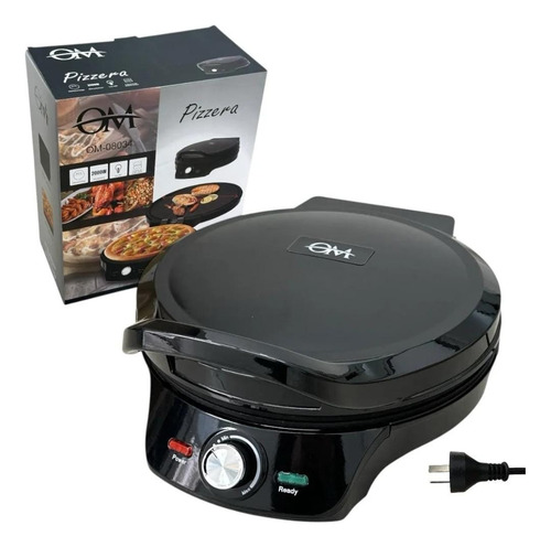 Pizzera Electrica Pizza Maker Om-08034 Antiadherente Color Negro Frecuencia 50hz/60 Hz