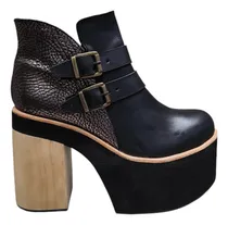 Comprar Bota De Cuero Vacuno Con Plataforma Y Taco De Madera Liotta