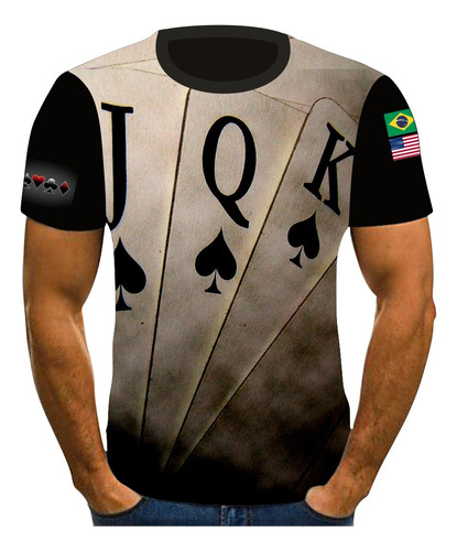 Camisa Camiseta Fullprint Cartas Baralho Nipe Jogo Poquer