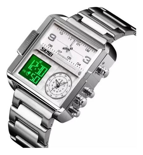 Skmei Relógio Masculino Quadrado Luxo C/ Cronógrafo E Datos