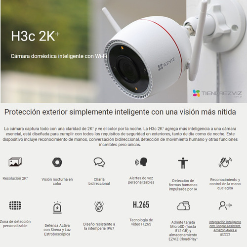 Cámara De Seguridad Ezviz Exterior Fija 2k+ 4mp Color Audio