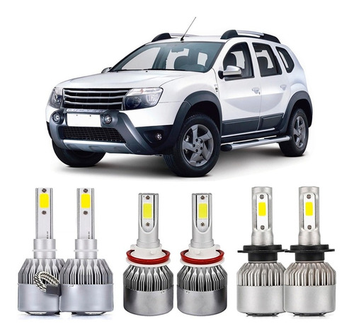 Kit Lampada Super Led Renault Duster Farol Alto Baixo Milha