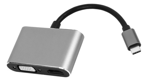 Hub Dock 2 En 1 Tipo C A Vga+hdmi Hd Spliter-abs