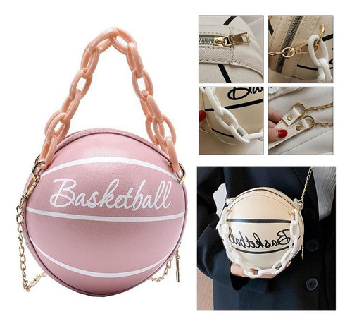 Bolso De Baloncesto Para Mujer, Cuero Redondo Gráfico Con