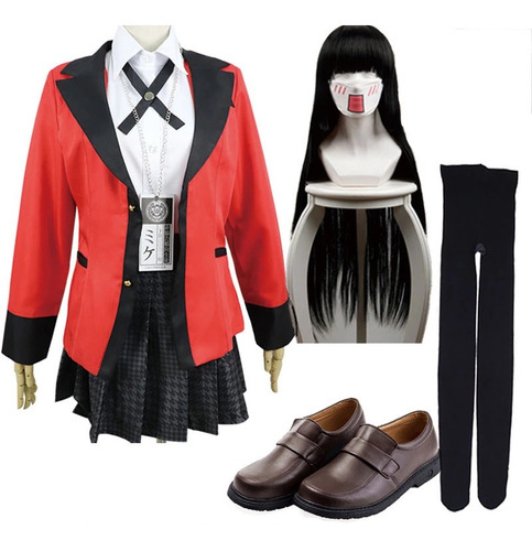 Disfraz Cosplay De Kakegurui Runa Yomozuki/pelucas/zapato