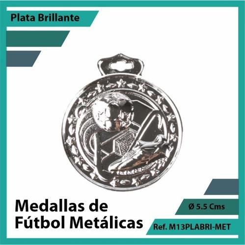 Medallas Deportivas De Futbol Metalica Plata M13pla