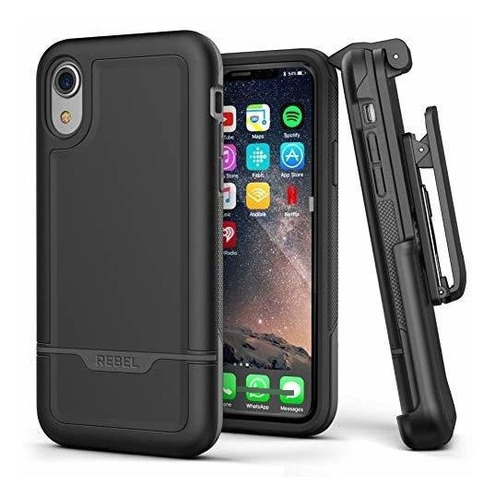 Funda Protector Antigolpe Clip Cinturon Para iPhone XR Negro