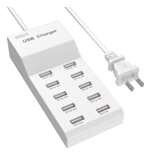 Cargador Usb, Estacion De Carga Usb De 10 Puertos Para Multi