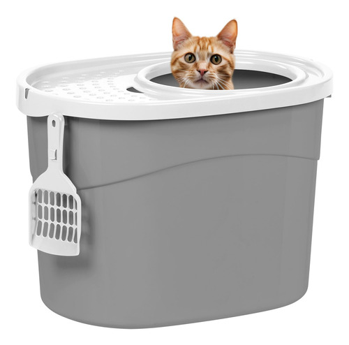 Iris Usa Top Entry - Arena Para Gato Con Cuchara, Color Gris