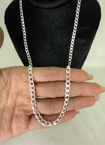 Cadena Dije Plata Fina 925 Gruesa Cubana Barbada Para Hombre 65 Cm De Largo 4 Mm Calibre 120 Collar Ideal Para Regalar En Ocasiones Especiales Como Cumpleaños Momentos Especiales