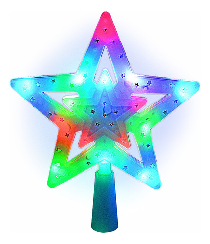 Estrella Punta De Árbol Navideño Multicolor 15 Focos Led