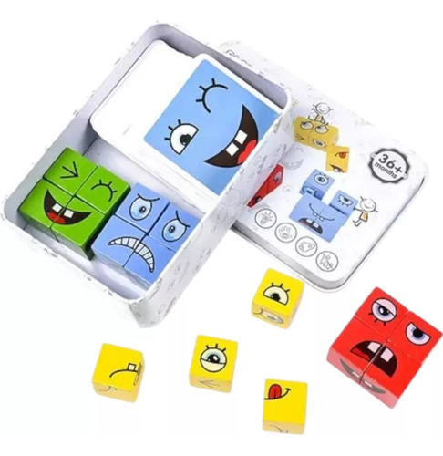 Juego De Expresiones Y Emociones En Madera Emoji Didáctico